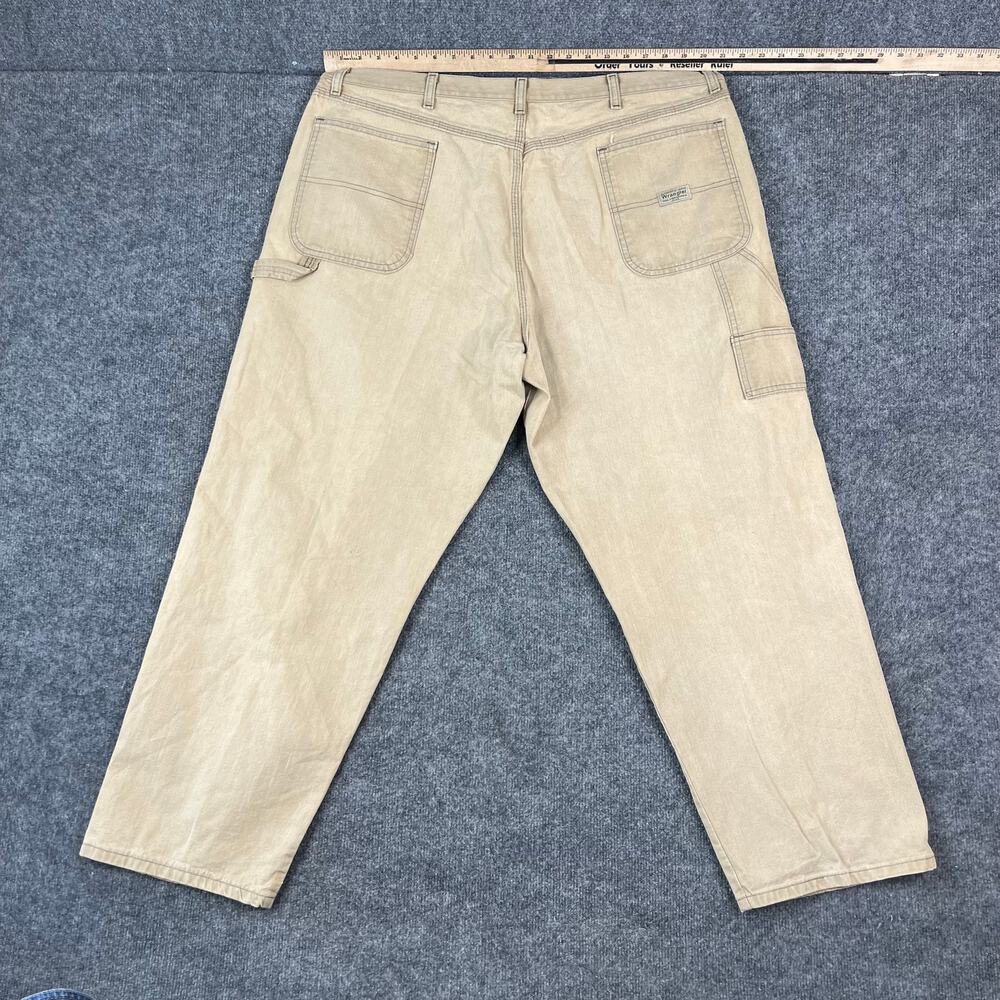 Wrangler Pants Mens Size 42x30 Tan Carpenter Workwear Utility Straight Leg
